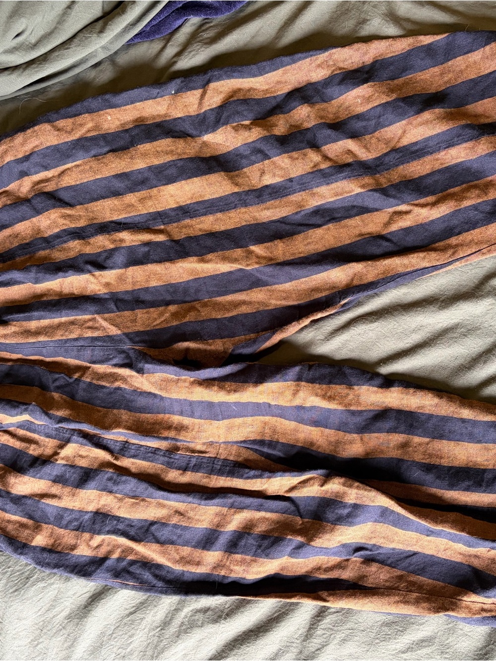 Striped Women's Trousers in Navy and Rust - Casual Lightweight